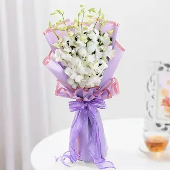pfloralblisscakeandcharmingorchidsbouquetcombo3928091