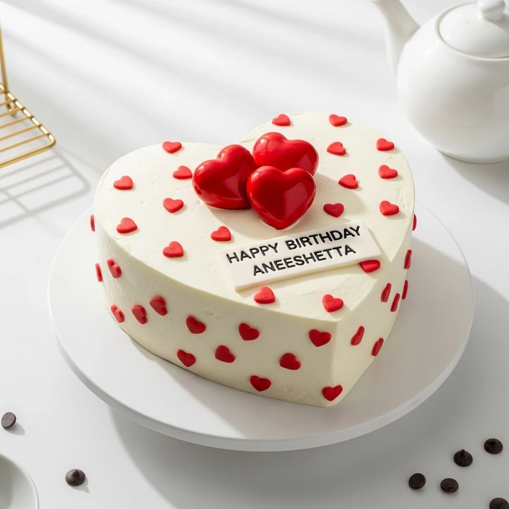 Vanilla Heart Delice  Cake 